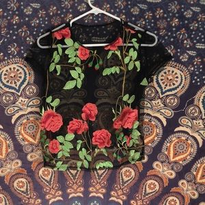 Mesh/lace rose shirt